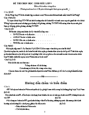 Đề thi học sinh giỏi Giáo dục công dân lớp 9 - Năm học 2016-2017 - Phòng GD & ĐT Bình Minh